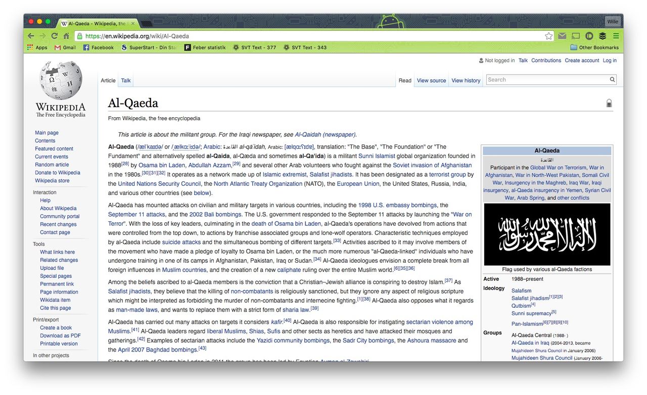 Wikipedias trafik till sidor om terrorism föll kraftigt efter Snowdens avslöjanden