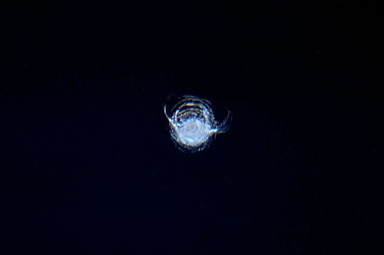 Så här ser det ut när ISS kolliderat med litet föremål i rymden