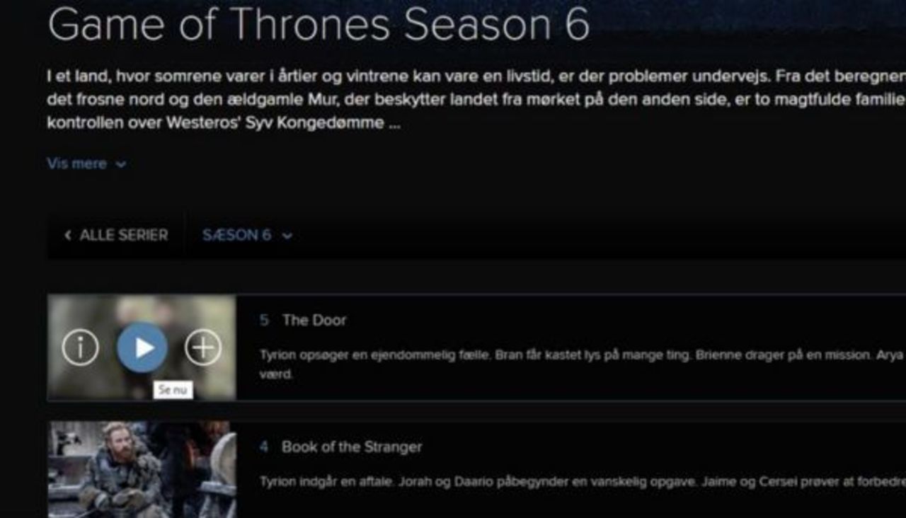 HBO Nordic råkade läcka nattens avsnitt av Game of Thrones