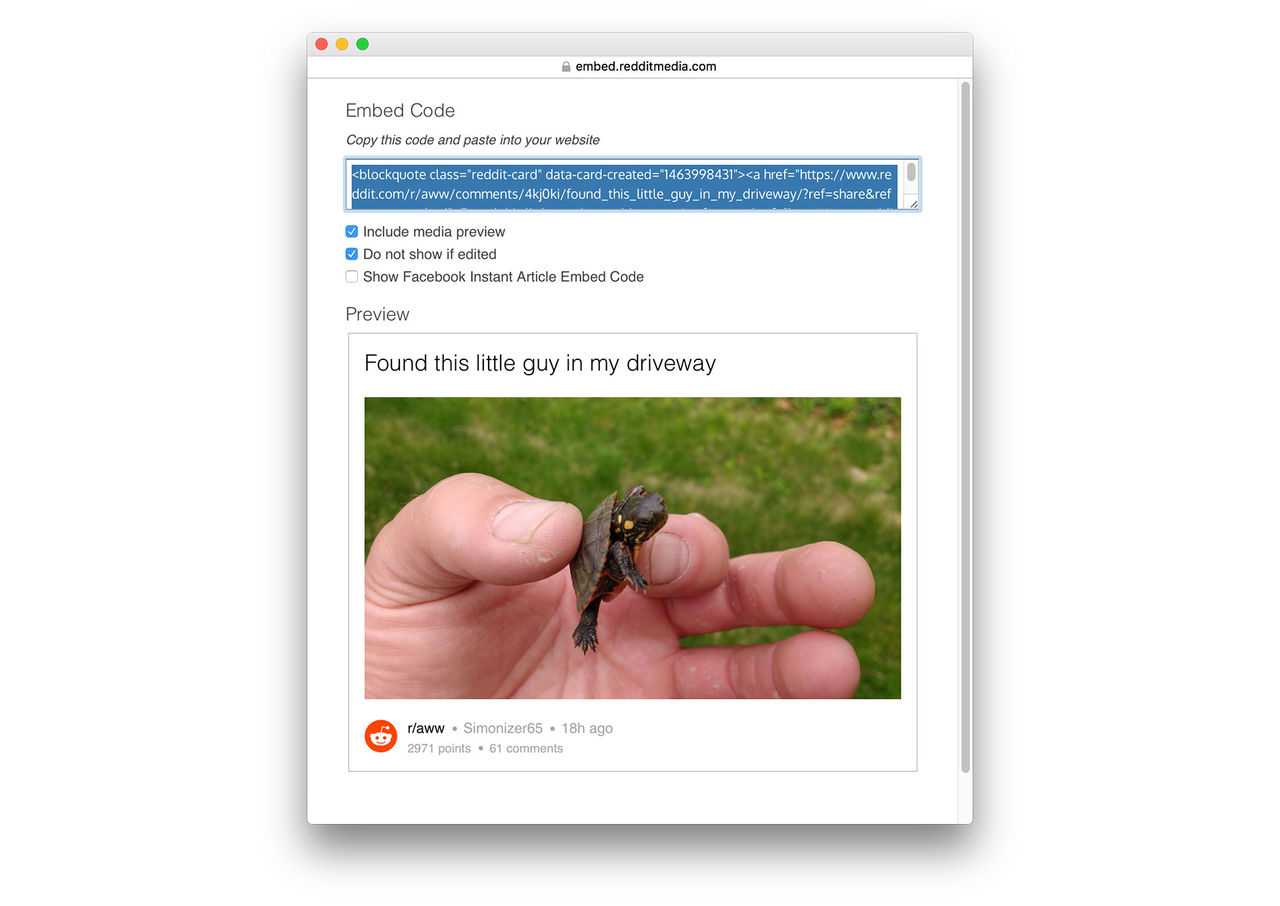 Nu kan man bädda in innehåll från Reddit