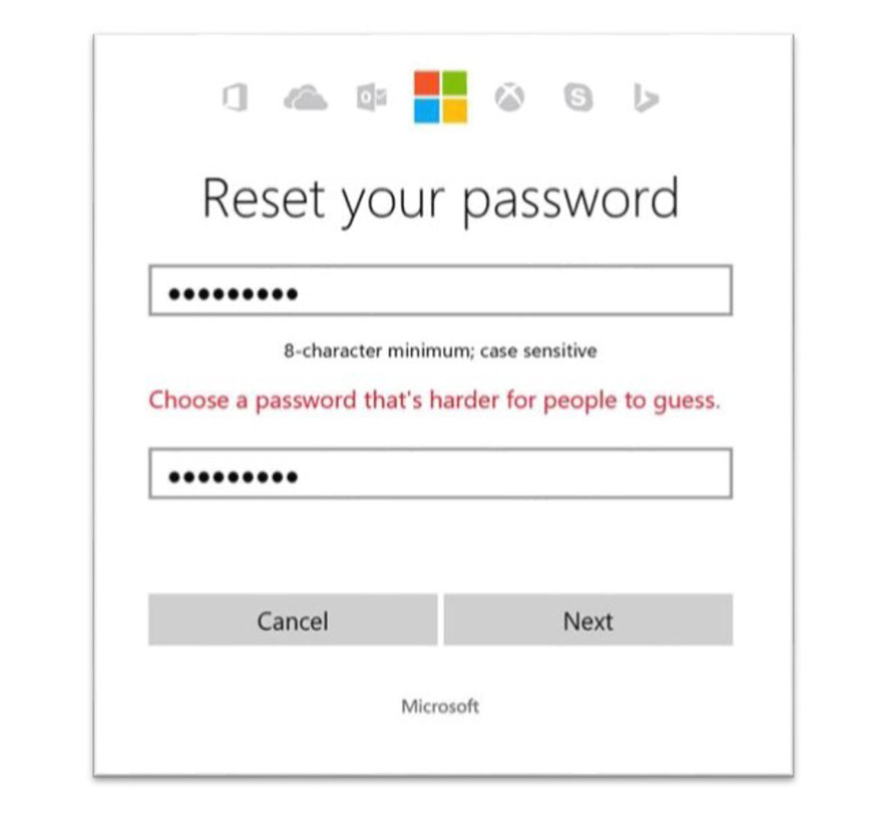 Microsoft låter dig inte sätta dumma lösenord