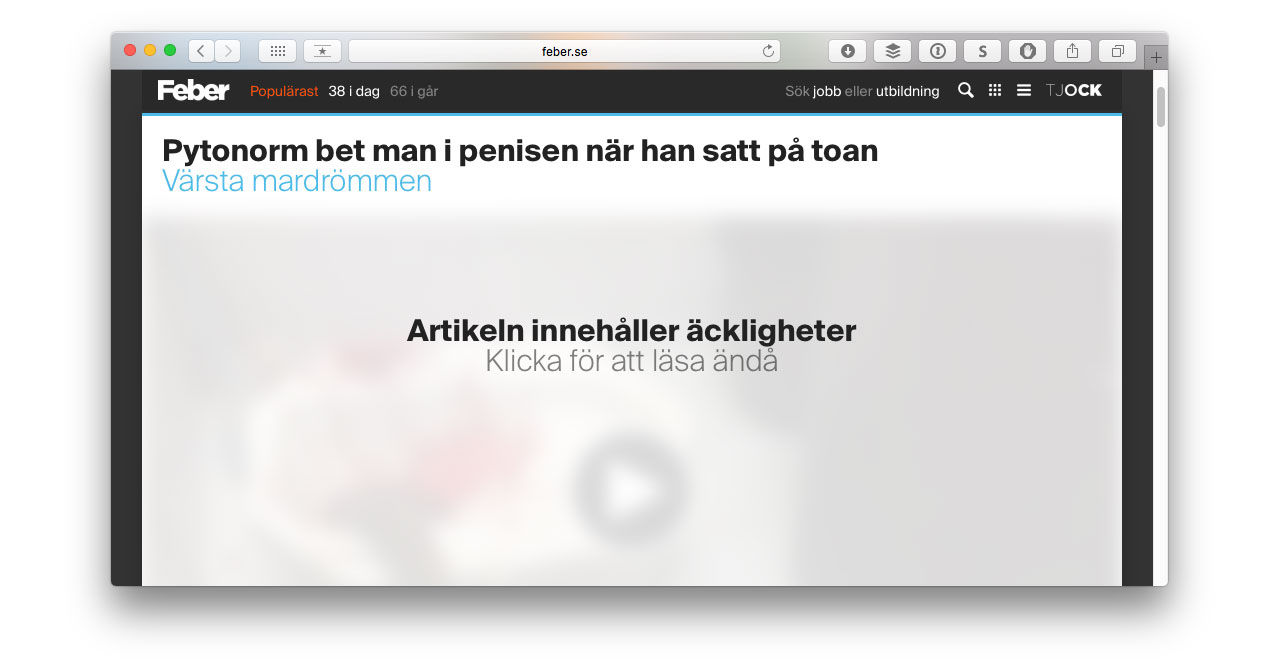 Nu varnar vi för äckligt innehåll