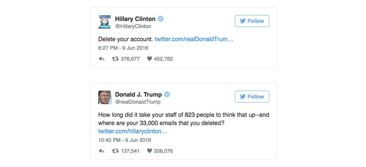 Hillary Clinton och Donald Trump beefar på Twitter