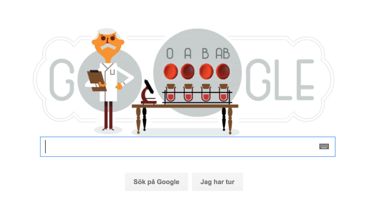 Google hyllar Karl Landsteiners 148-årsdag