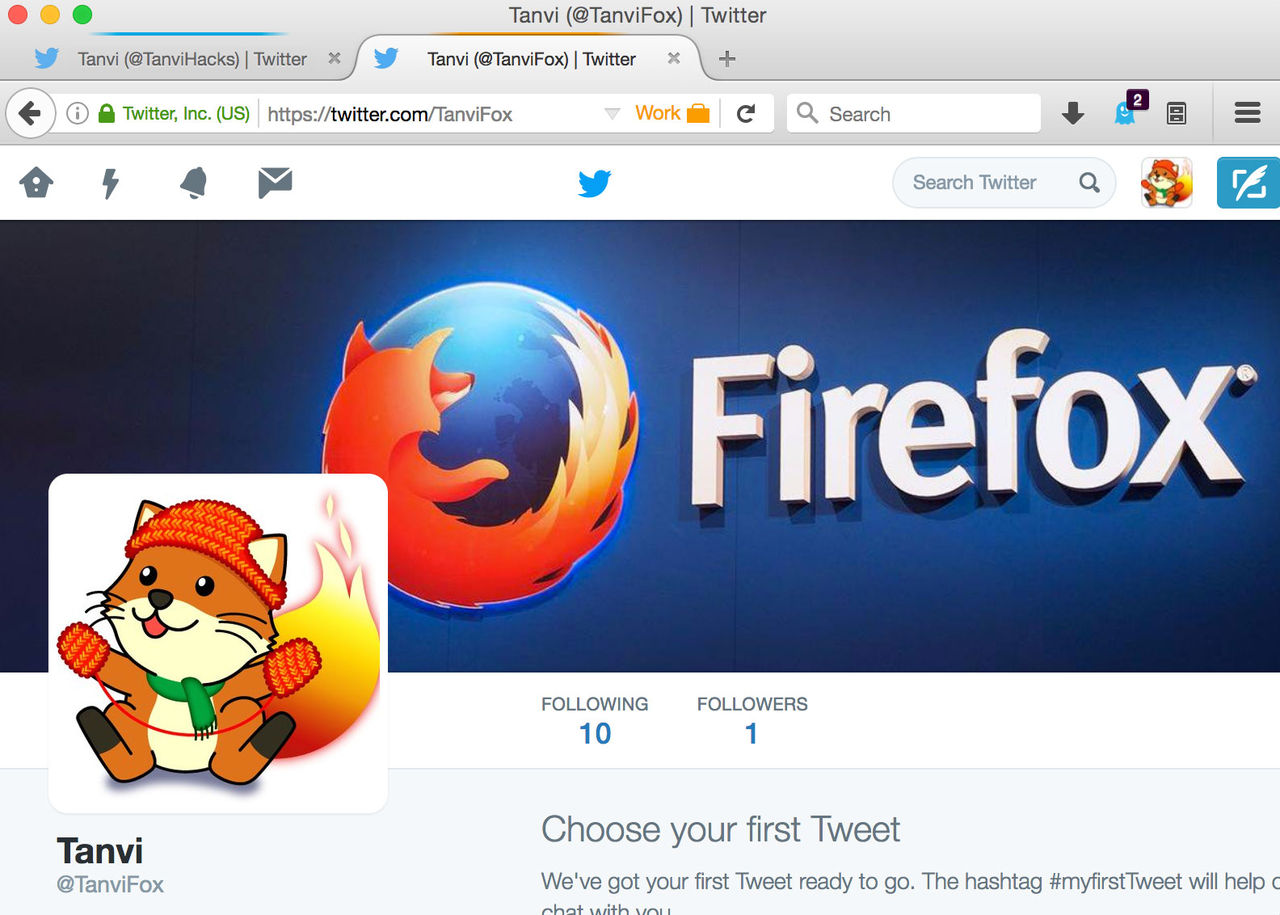 Firefox testar att ha olika identiteter i webbläsarens tabbar