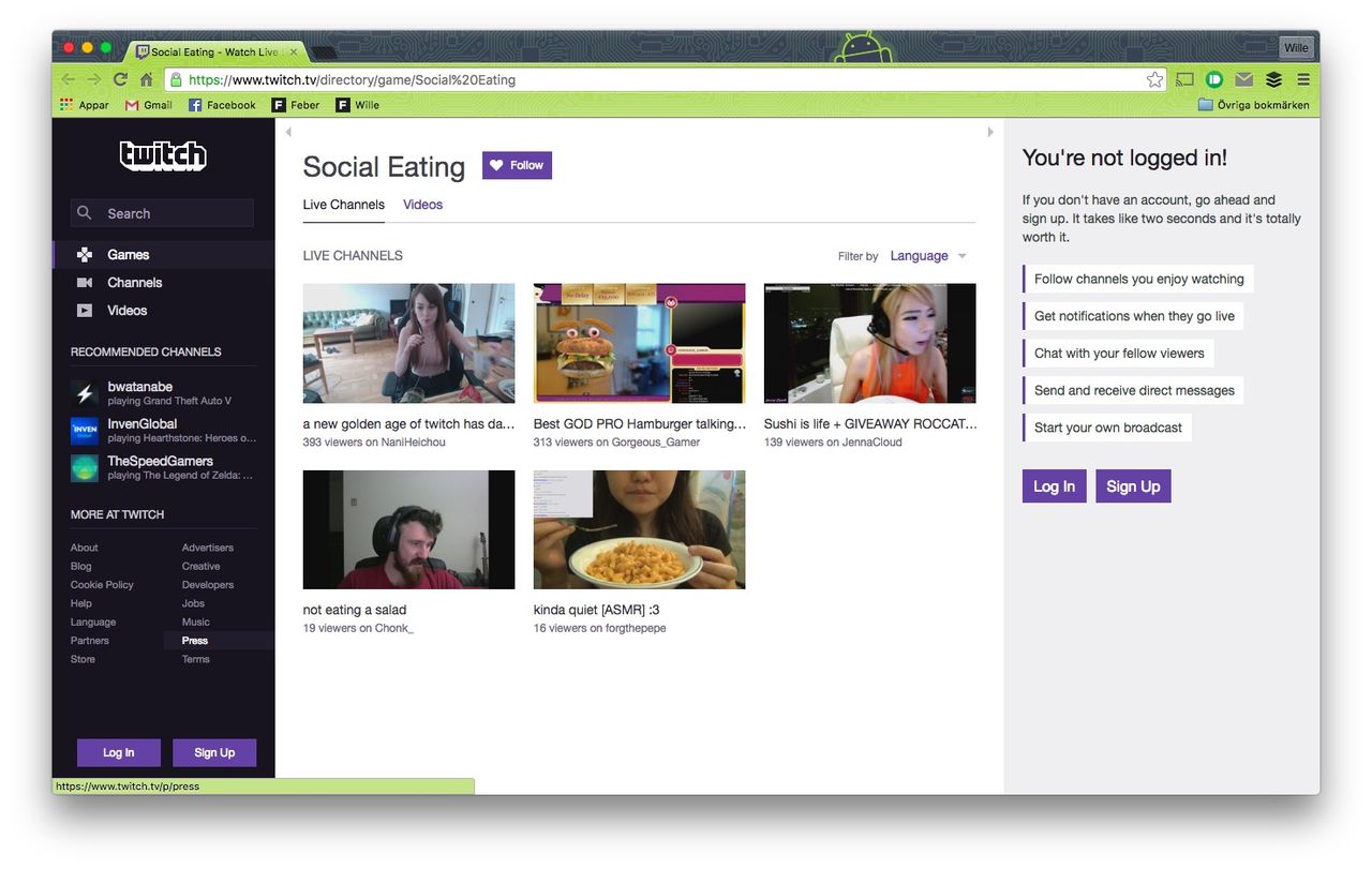 Twitch drar igång en social eating-kanal