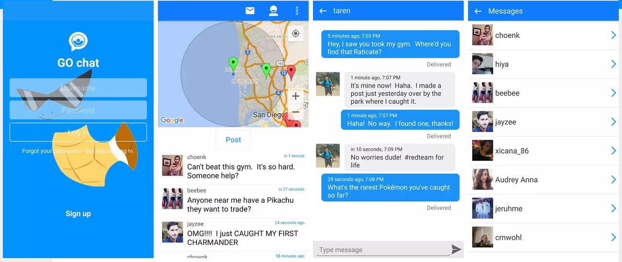 Chatapp släppt till Pokémon Go