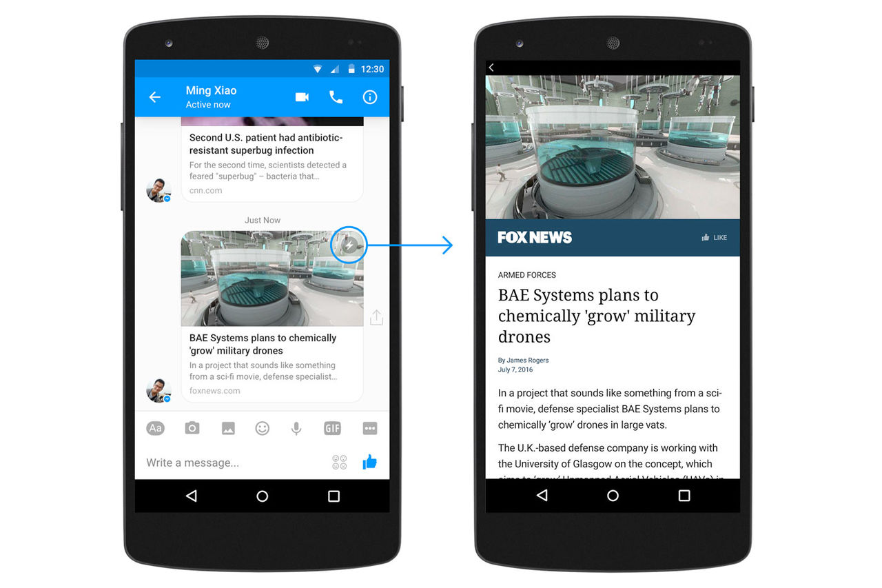 Nu kommer Facebook Instant Articles även till Messenger