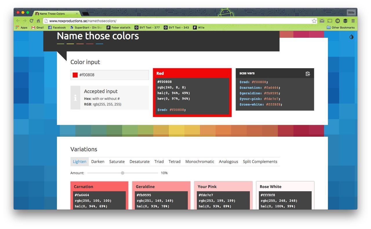 Hitta färgens värden på Name Those Colors