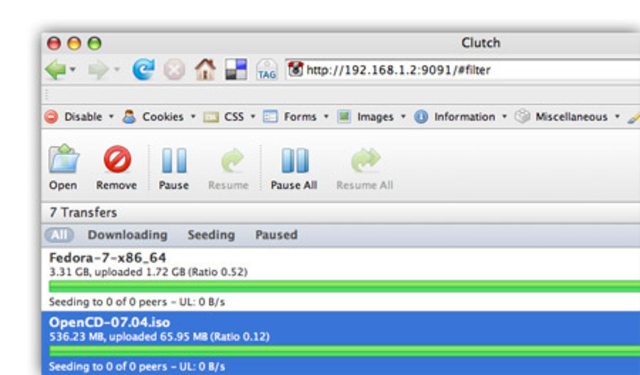 Clutch: Transmission via webbläsaren