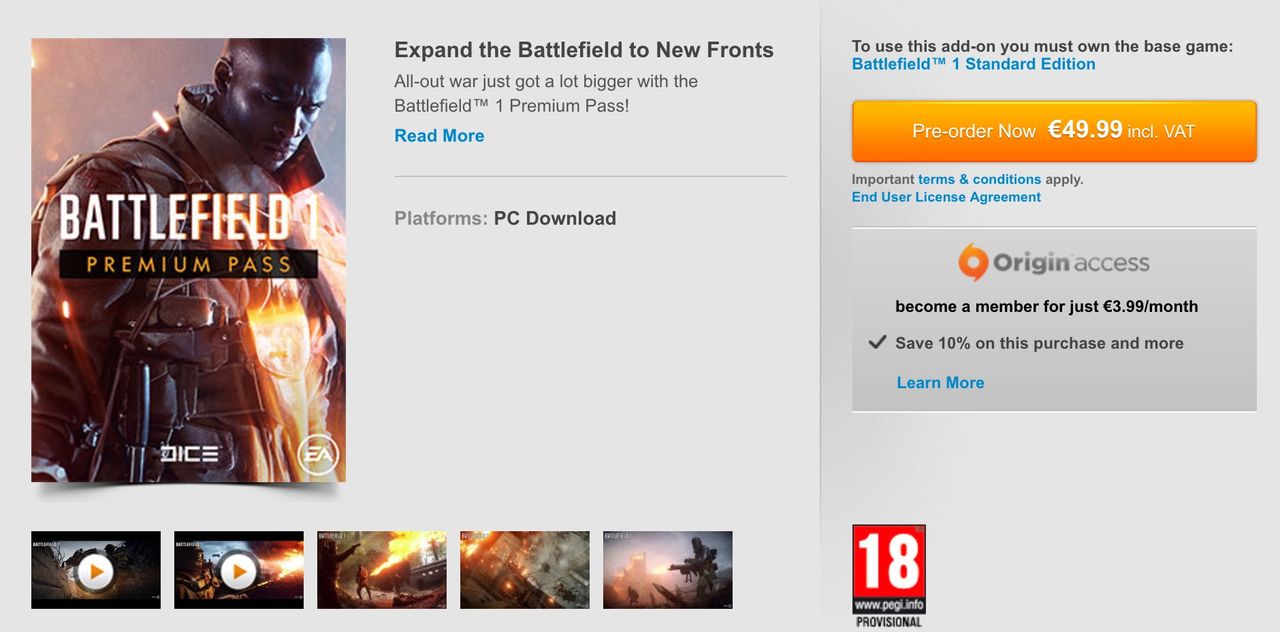 Battlefield 1 får säsongspass