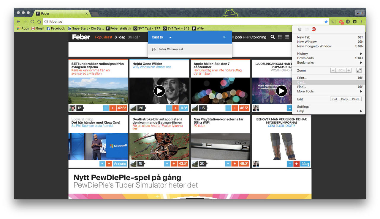 Google Cast nu inbyggt i Chrome