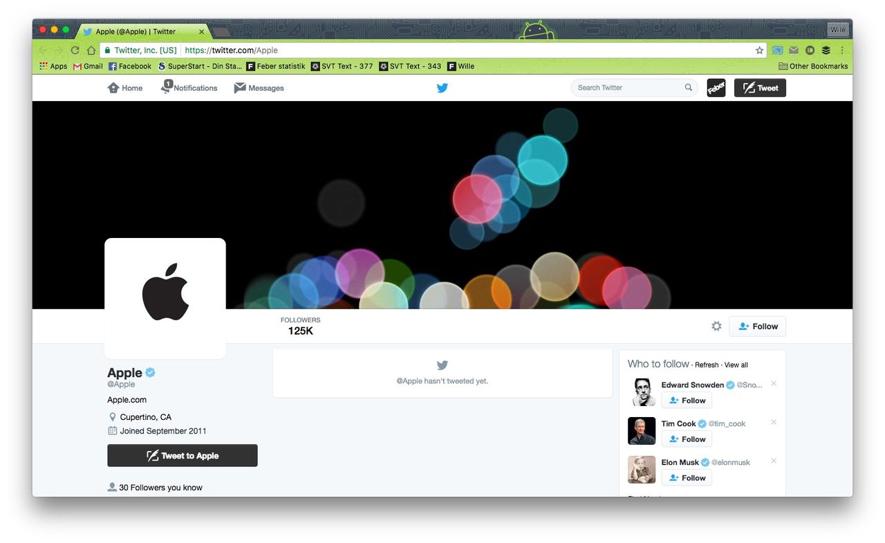 Apple uppdaterar sitt twitter-konto