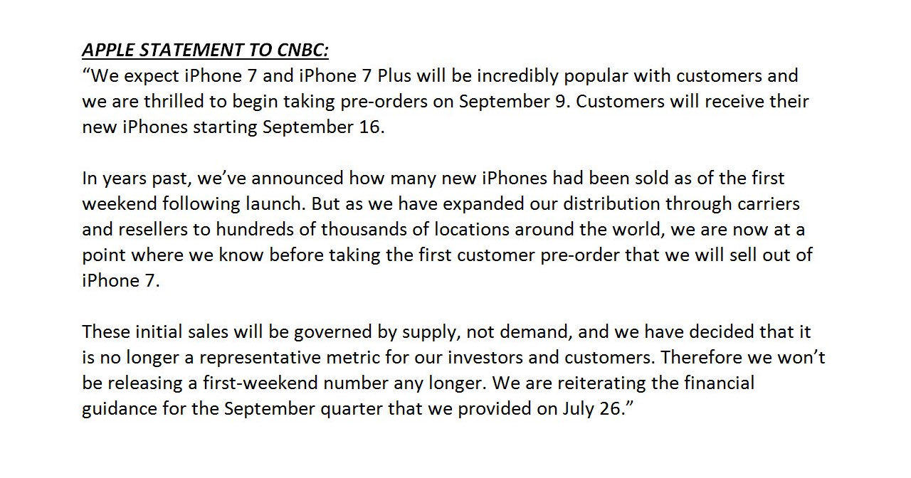 Apple vet att man kommer sälja slut på iPhone 7