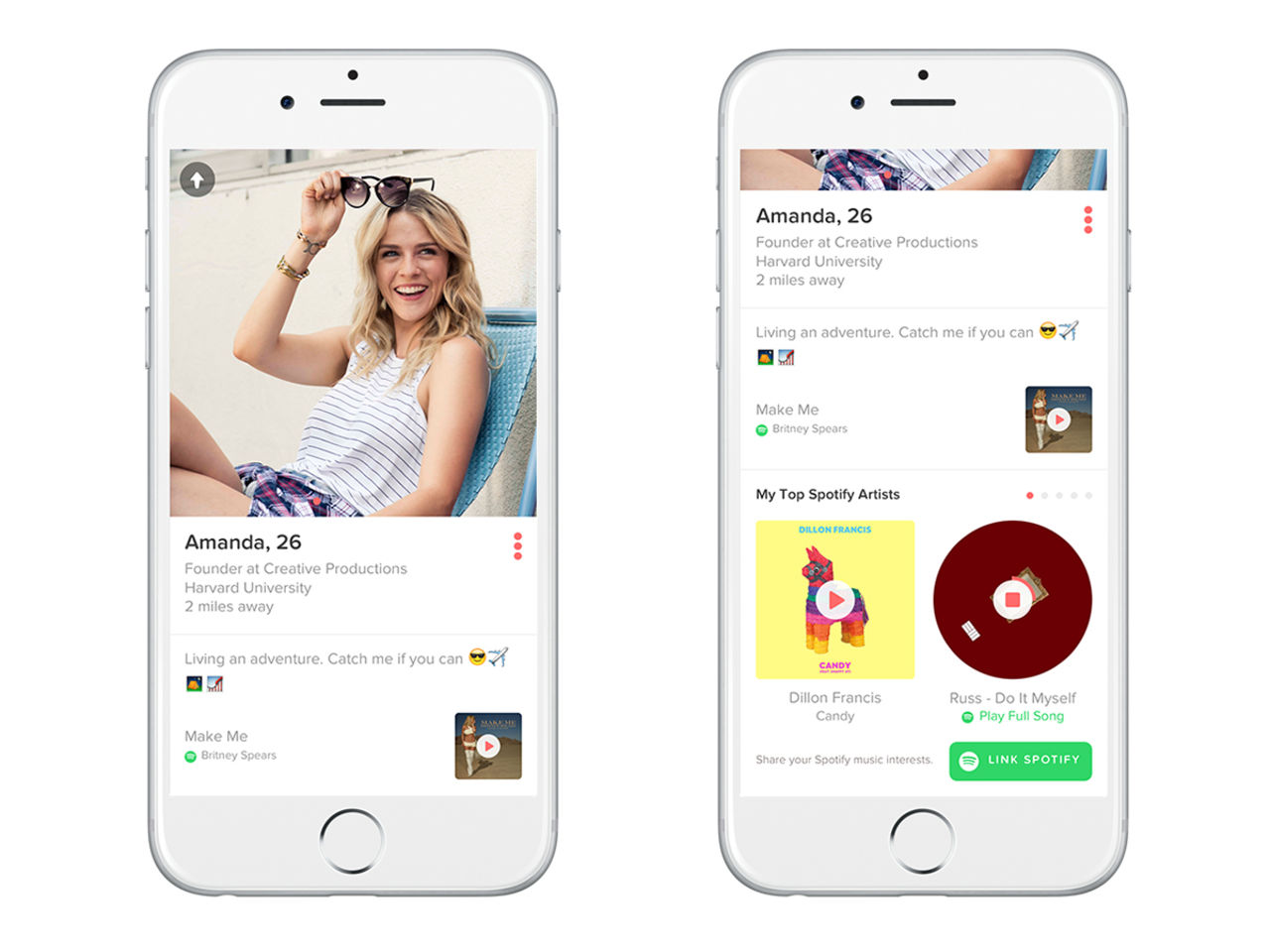 Nu kan du lista dina favoritlåtar från Spotify på Tinder
