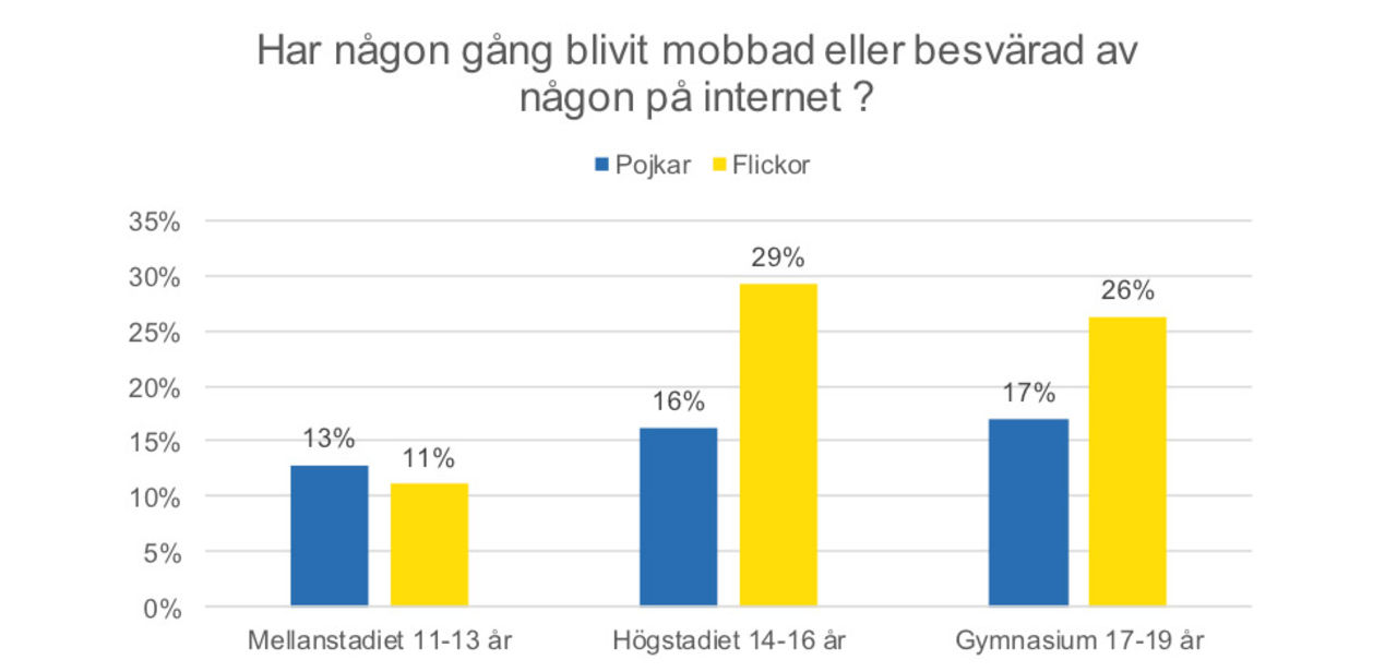 Flickor mer nätmobbade än pojkar