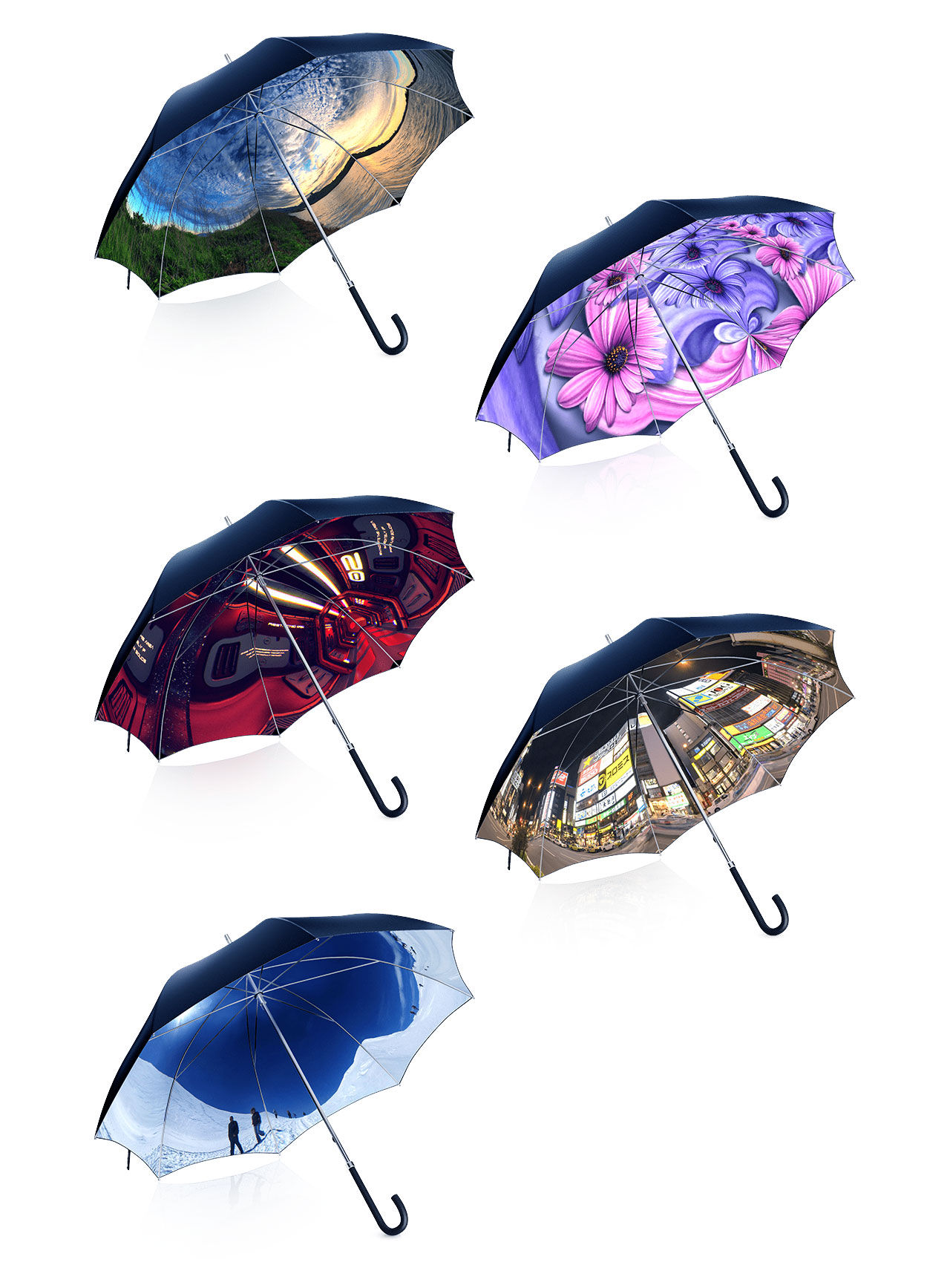 Ett paraply med ditt eget 360°-motiv