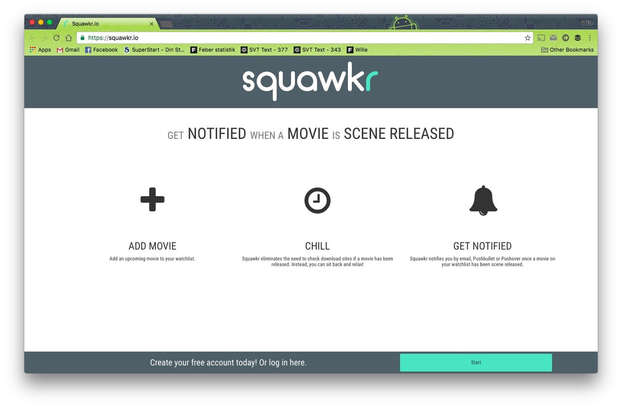 Squawkr meddelar när filmer släpps online