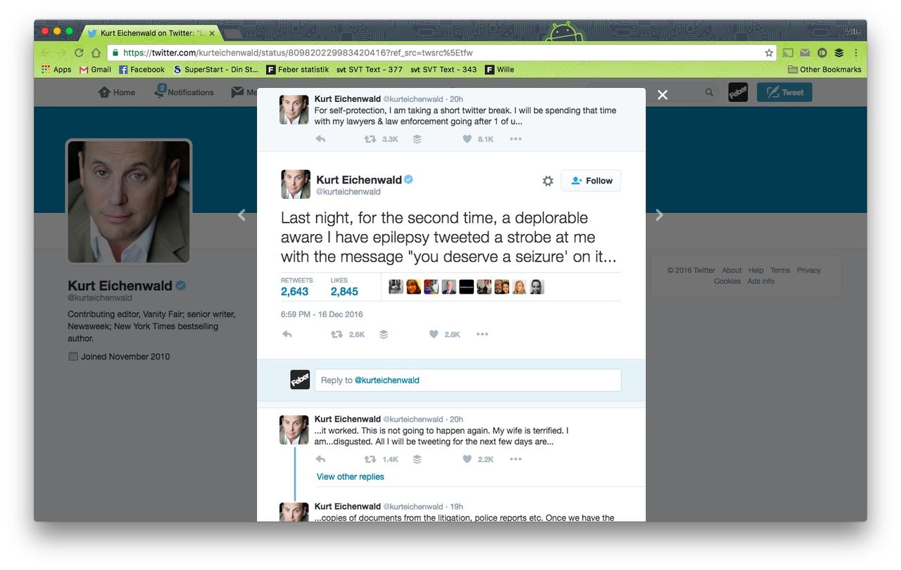 Elak tweet utlöste epilepsianfall