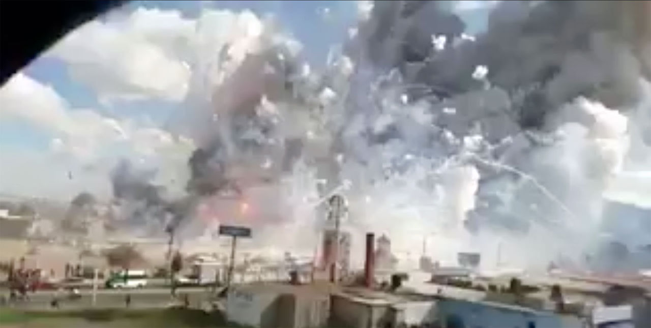 Läskig olycka på marknad för fyrverkerier