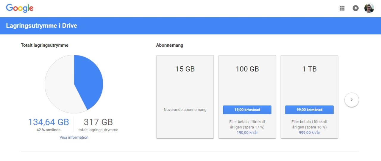 Nu kan du betala för Google Drive årsvis