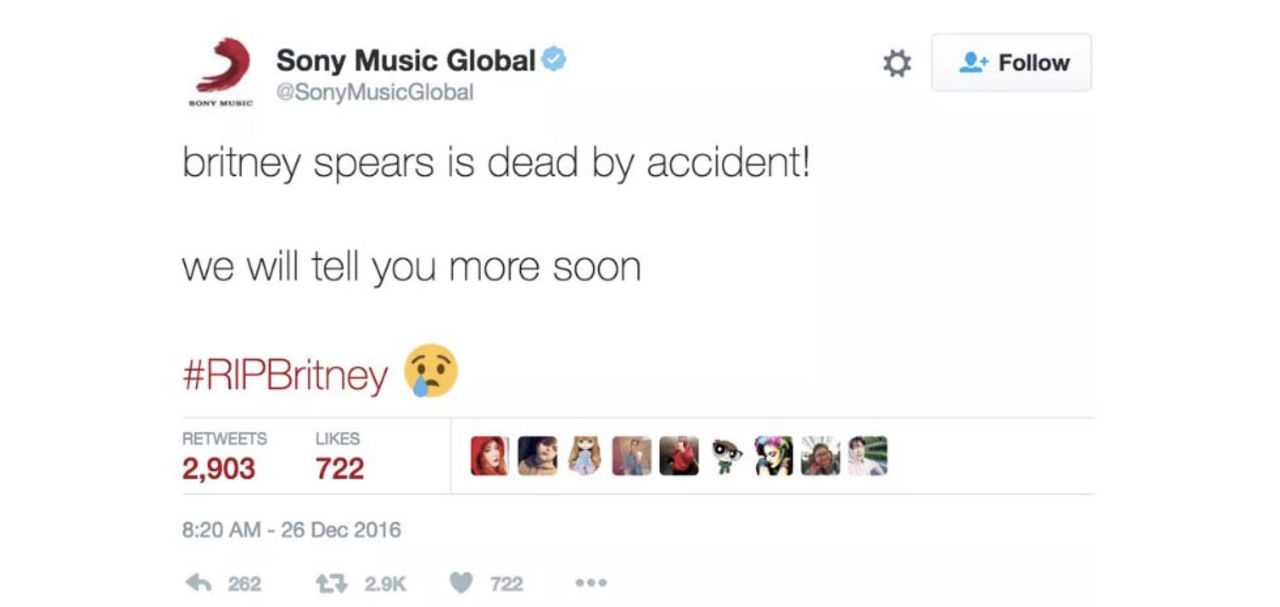 Sony Musics konto på Twitter hackades