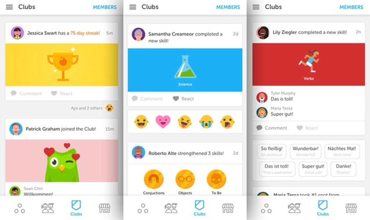 Duolingo uppdateras med Clubs