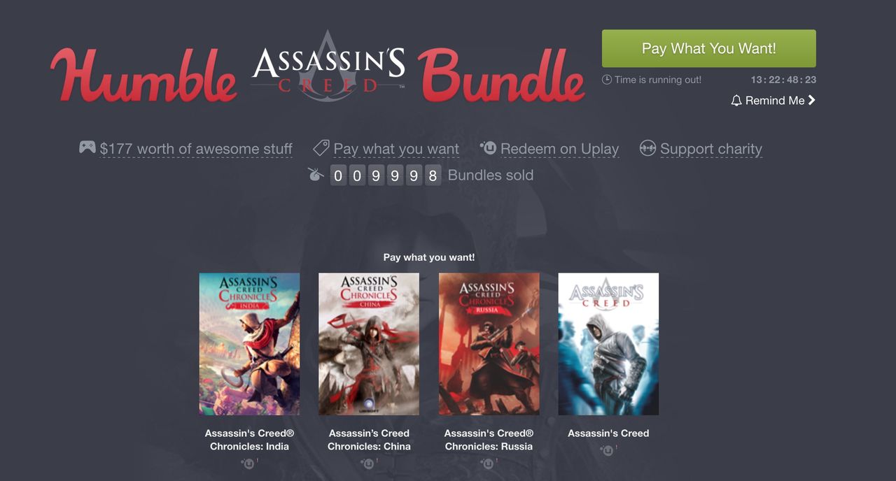 Fullt med Assassin's Creed-spel på Humble Bundle