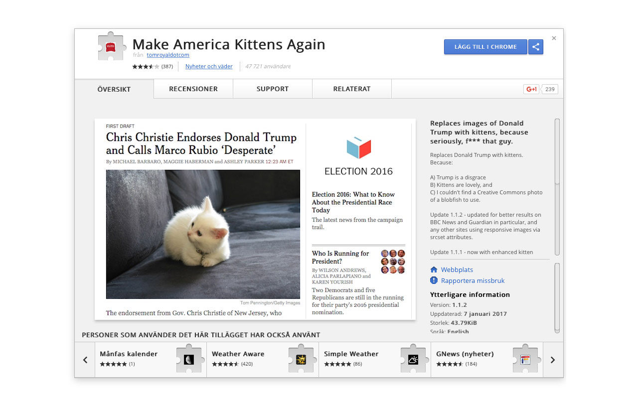 Ersätt bilder på Trump med kattungar