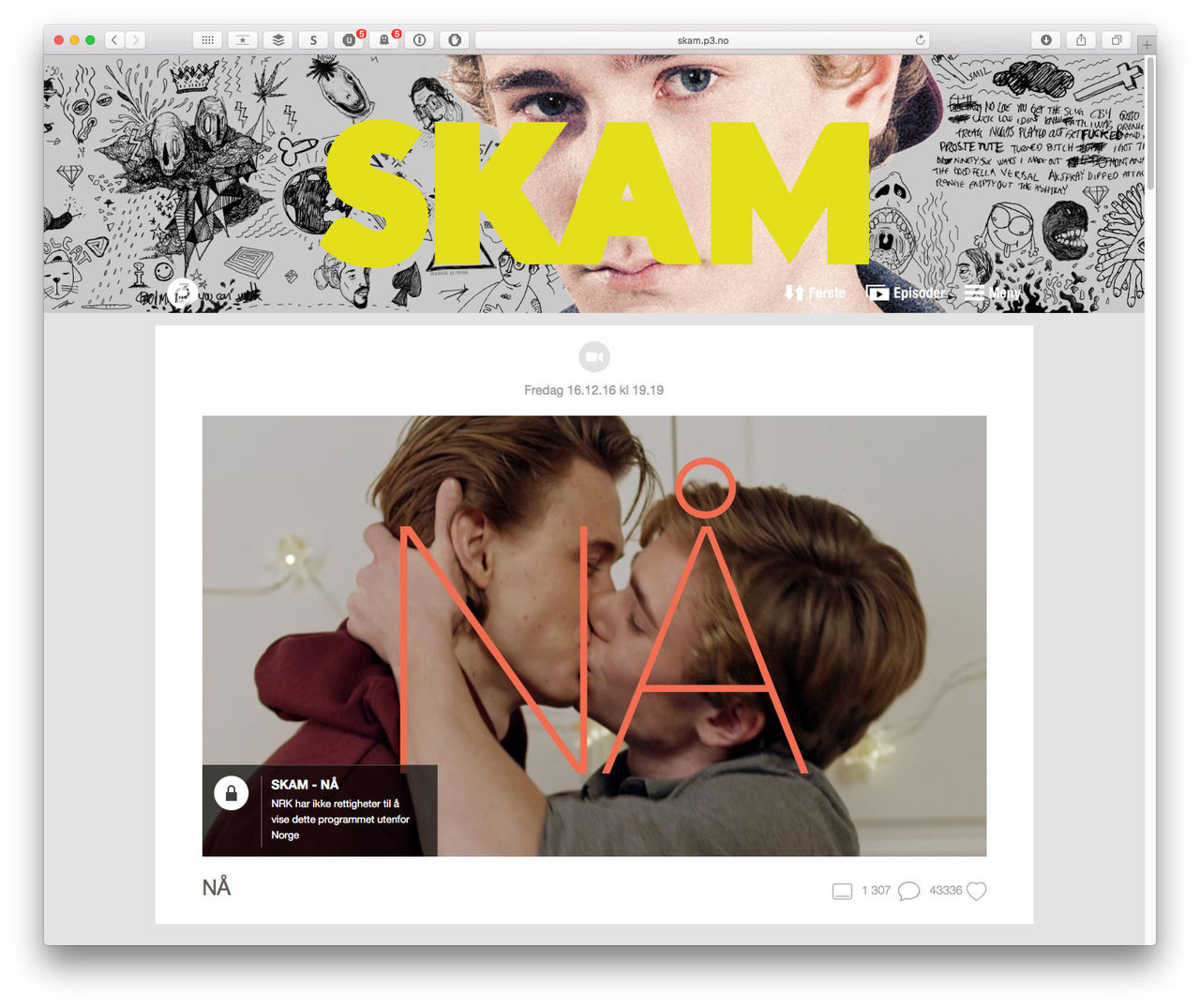 NRK blockar svenskar från att kolla på Skam