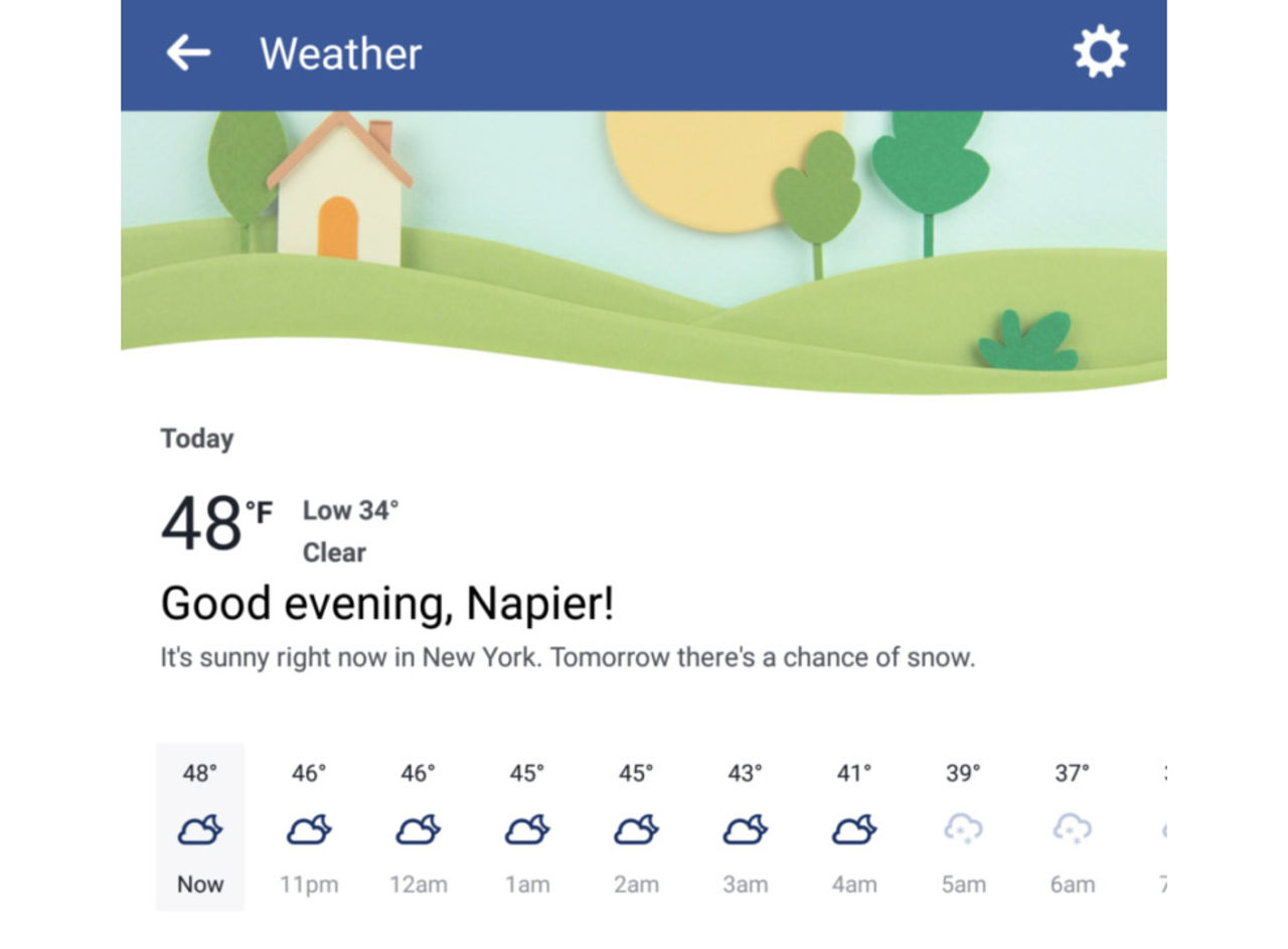Facebook bygger app för väderprognoser