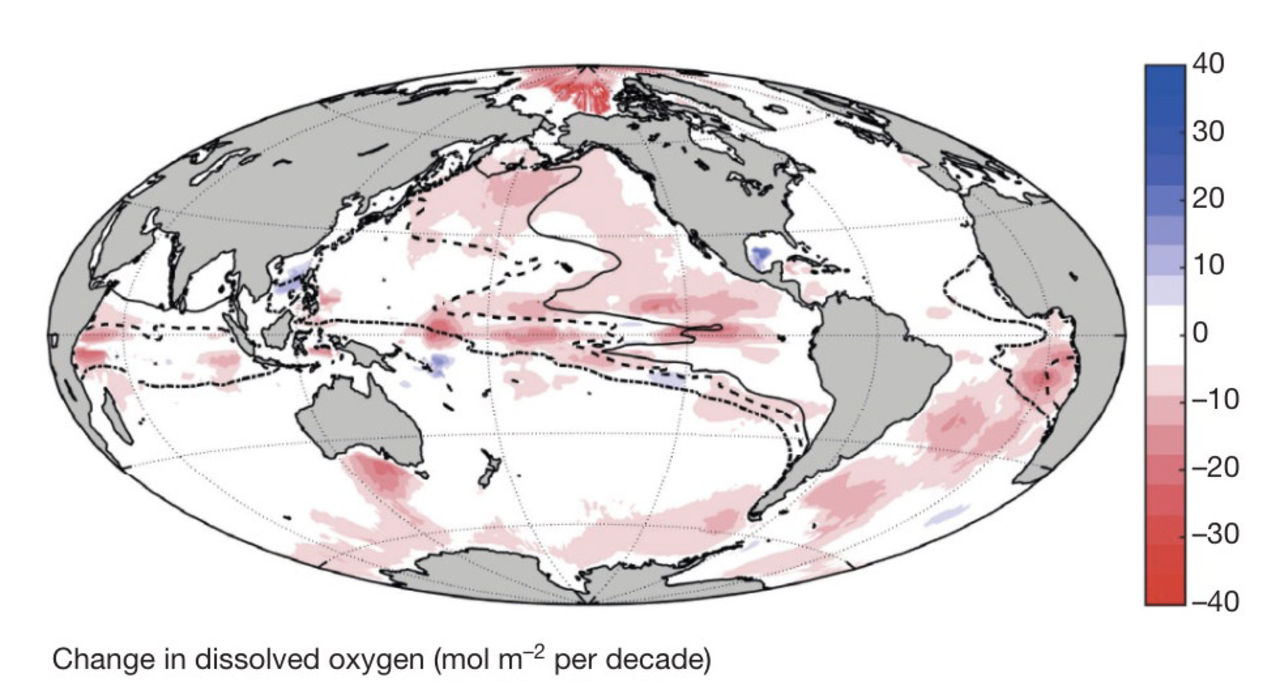 Syrehalten i våra världshav minskar