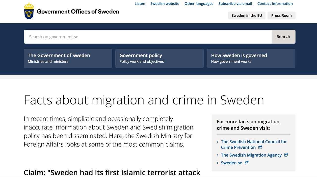 Sveriges regering har öppnat webbplats om immigration