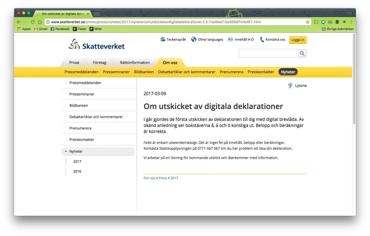 Skatteverket stoppar utskick av digitala deklarationer