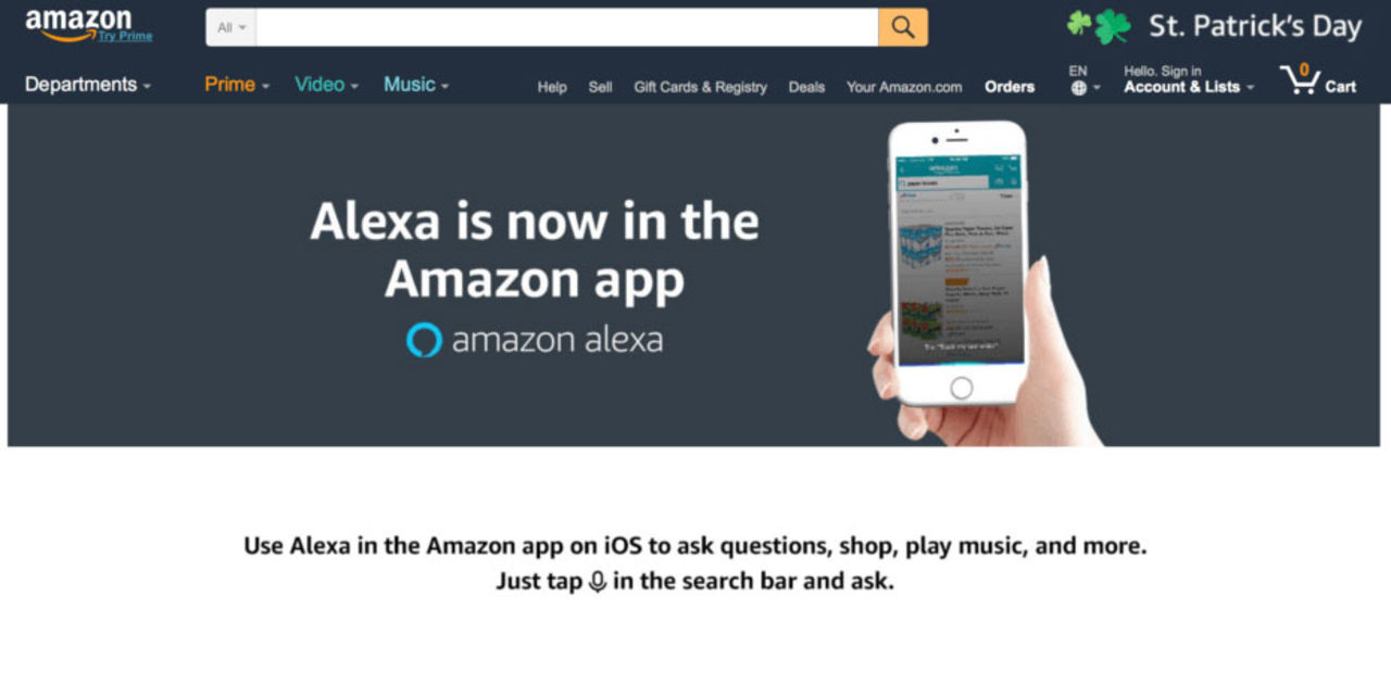 Alexa letar sig in i iOS