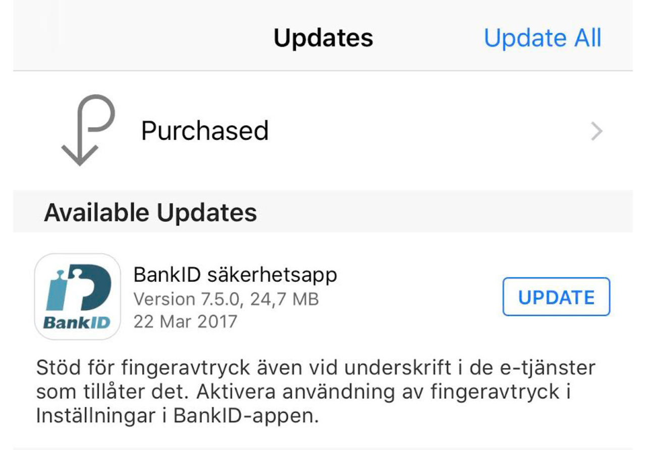 BankID får stöd för fingeravtrycks-verifiering vid betalning