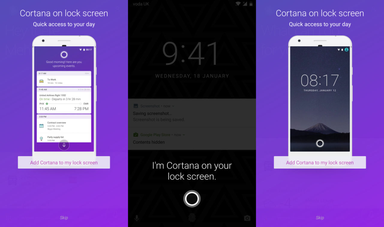 Microsoft släpper loss Cortana på Android-låsskärmen
