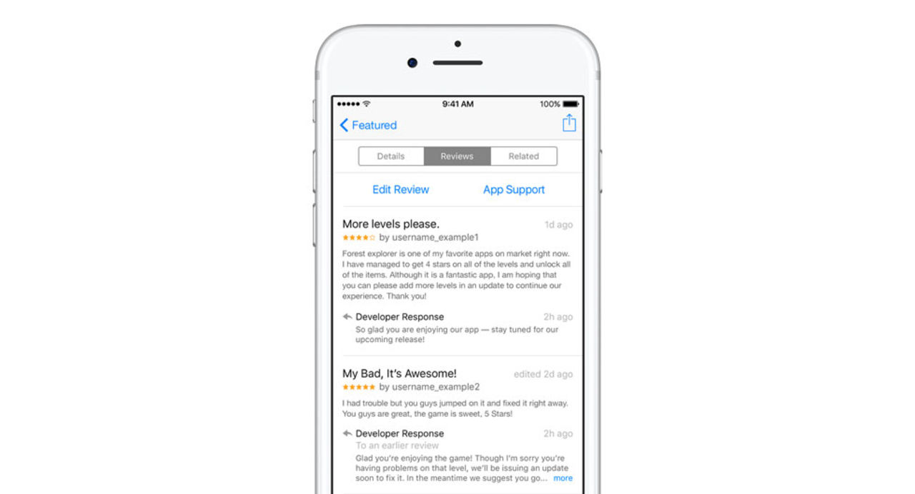 Nu kan utvecklare svara på användares recensioner på App Store