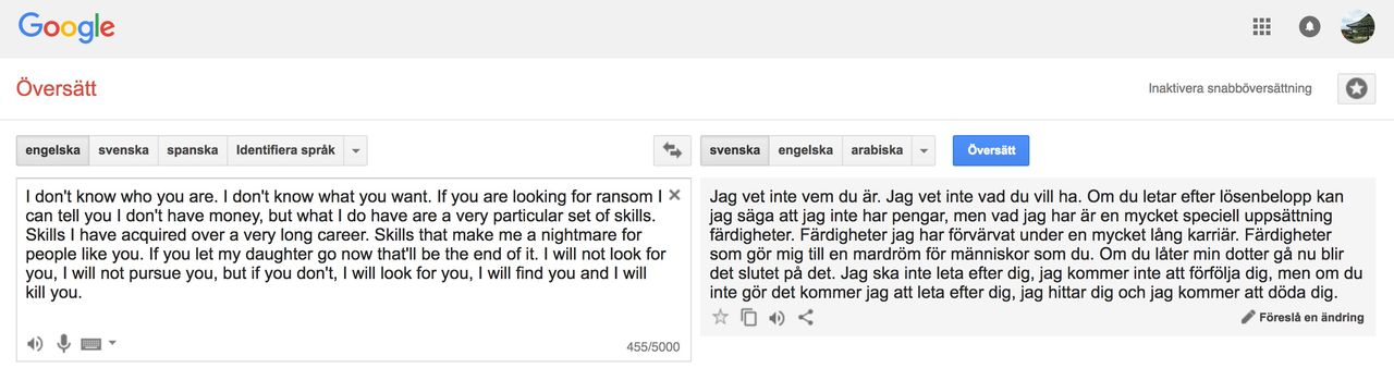 översätt svenska till engelska meningar