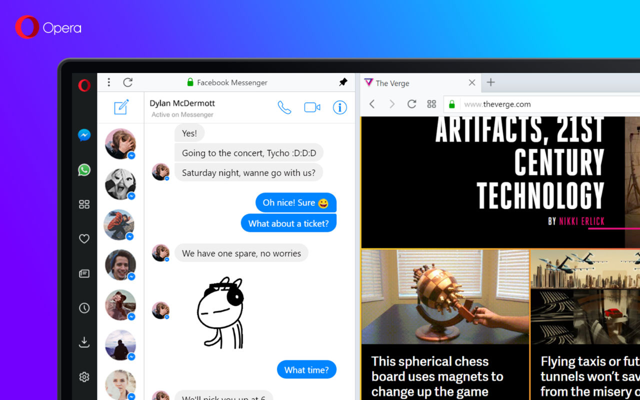 Opera har fått stöd för chattappar