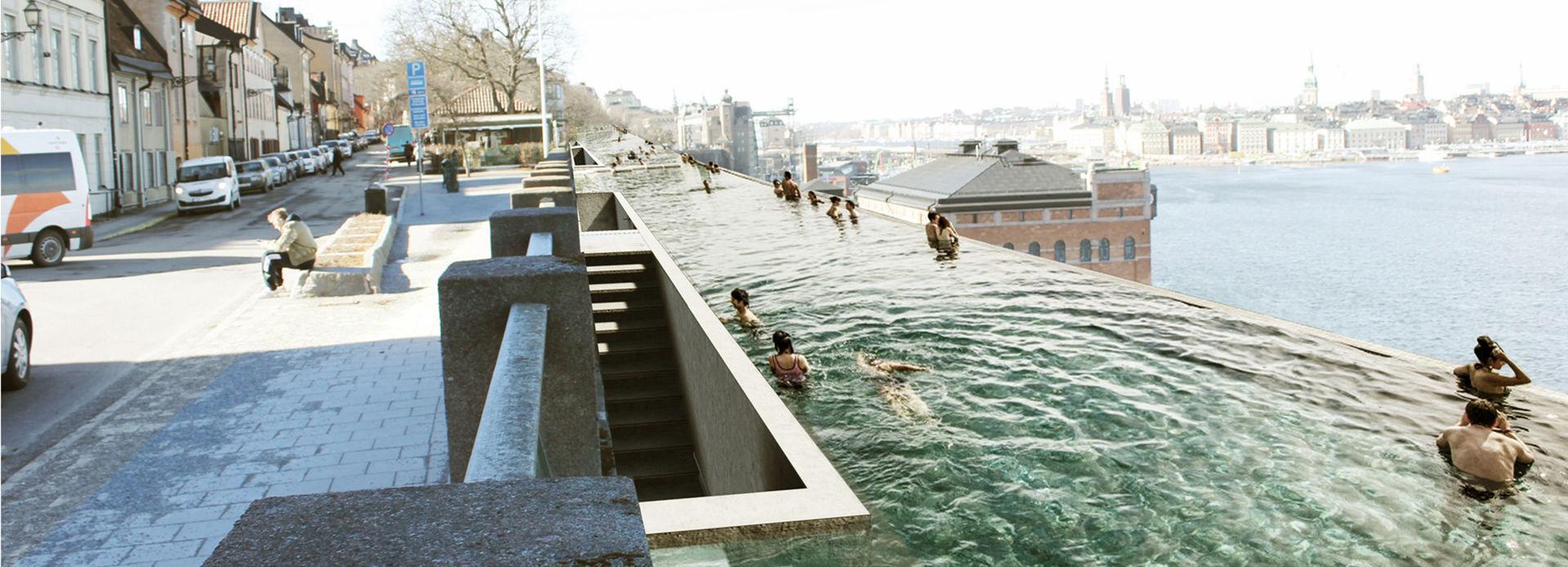 En kilometer lång utomhuspool mitt i Stockholm