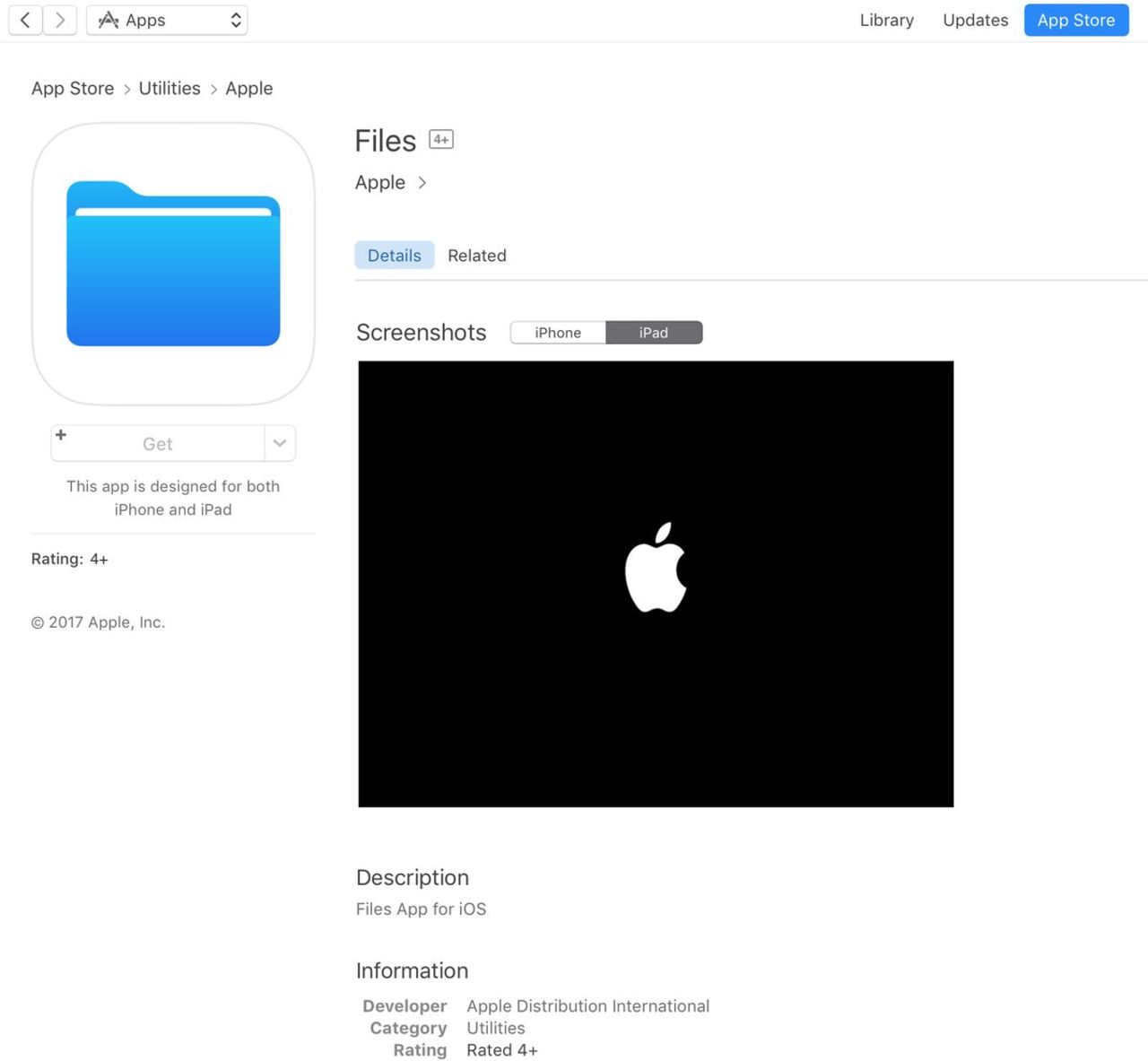 Files verkar vara en filhanterare för iOS från Apple