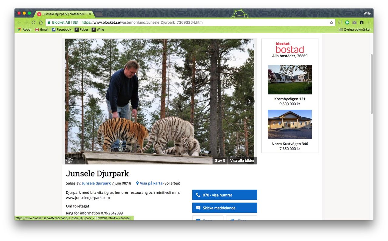 Köp en djurpark på Blocket