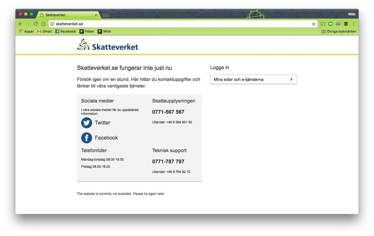 Skatteverkets hemsida har ballat ur