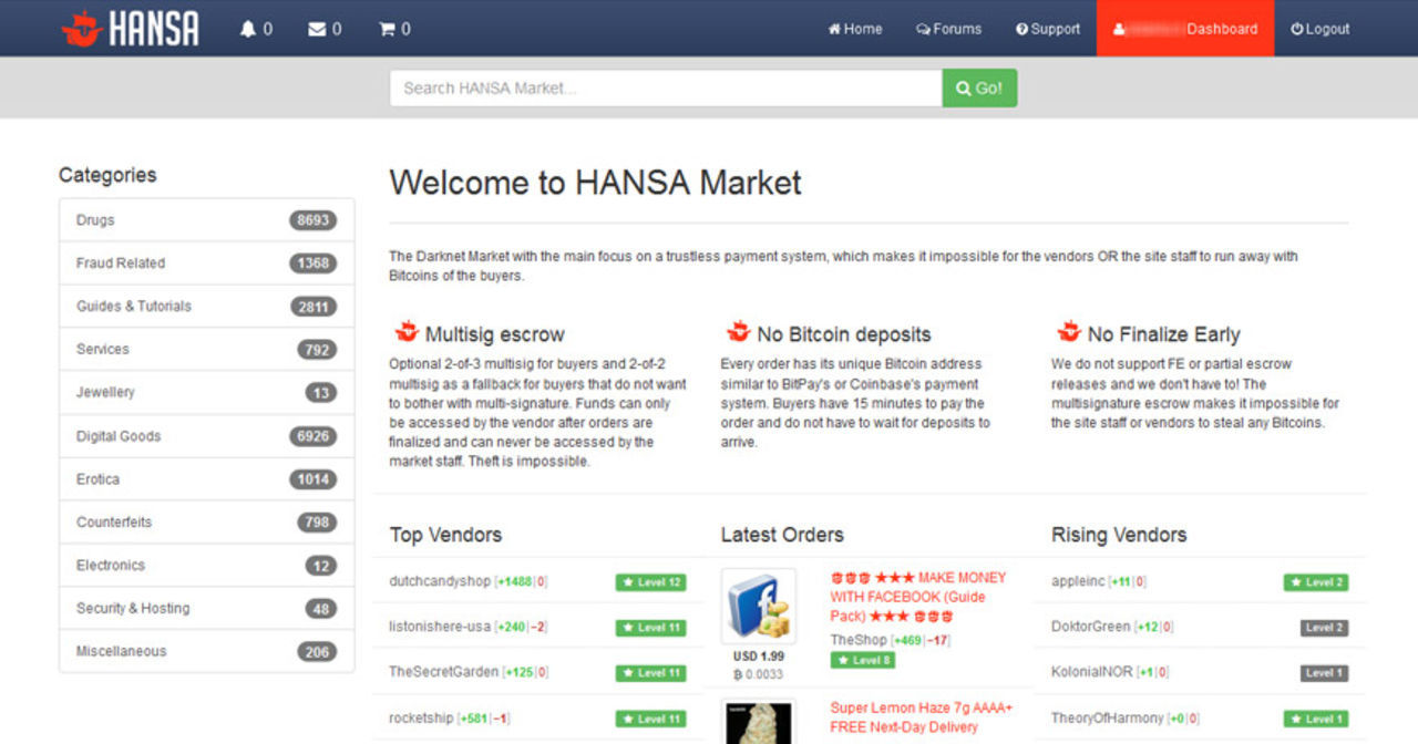 Polis har stängt ner illegala handelsplatsen Hansa Market