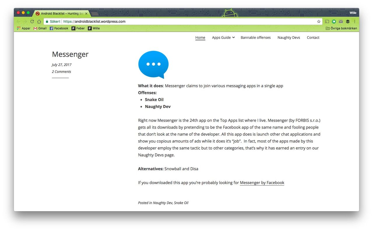 Android-användare skapar svart lista över risiga appar