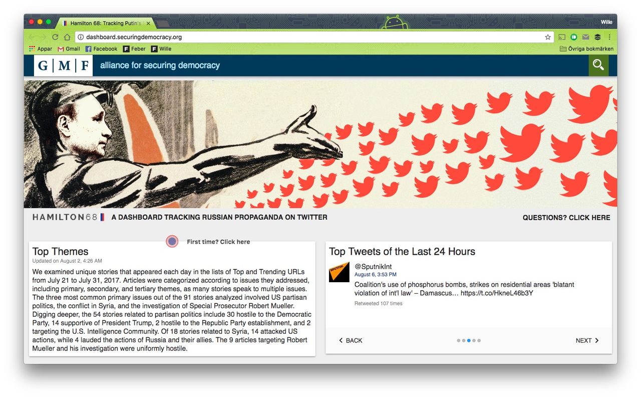 Ny tjänst samlar rysk propaganda på Twitter