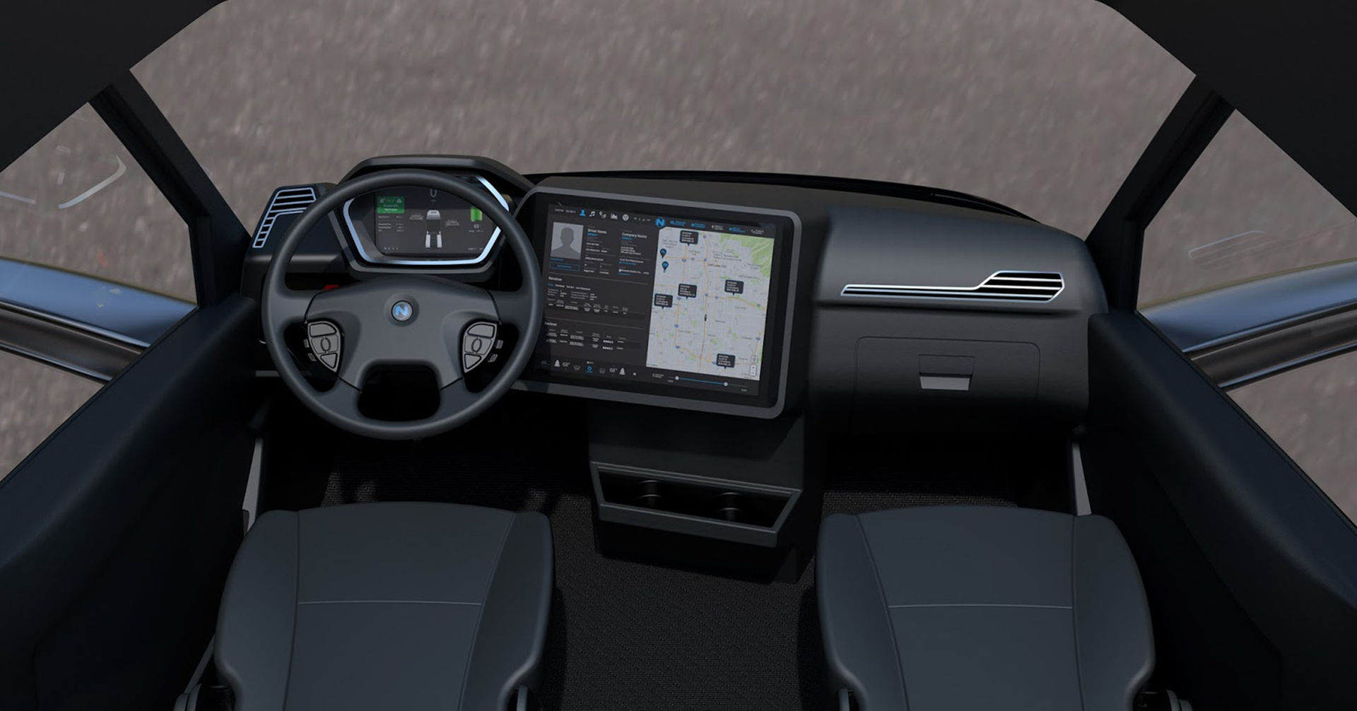 Så här ser insidan på den vätgasdrivna lastbilen Nikola One ut