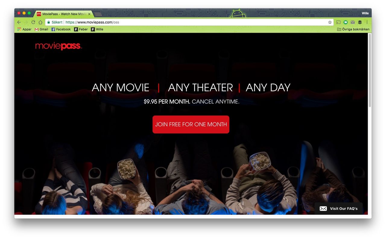 Gå på bio i en månad för 10 dollar