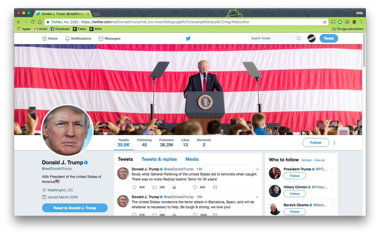 Trumps sägs vara värd 2 miljarder dollar för Twitter